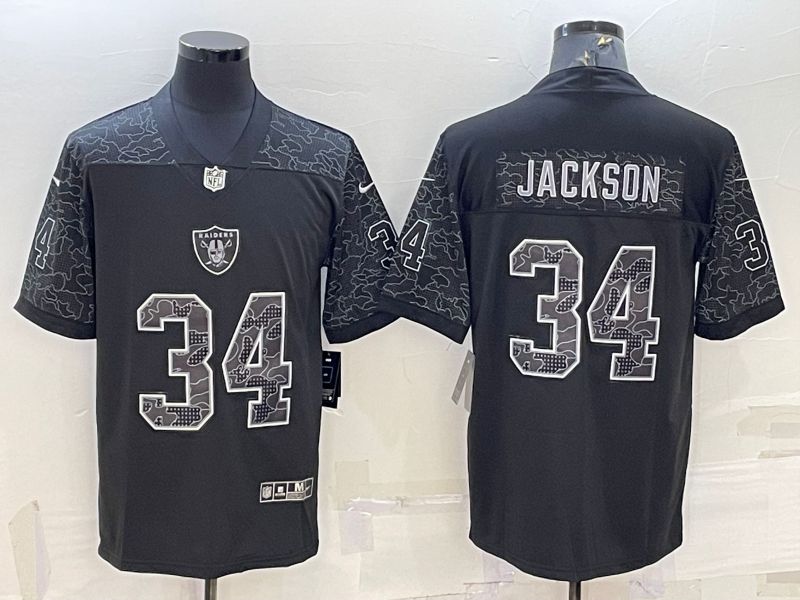 Men Oakland Raiders #34 Jackson Black Reflector 2022 Nike Limited NFL Jersey